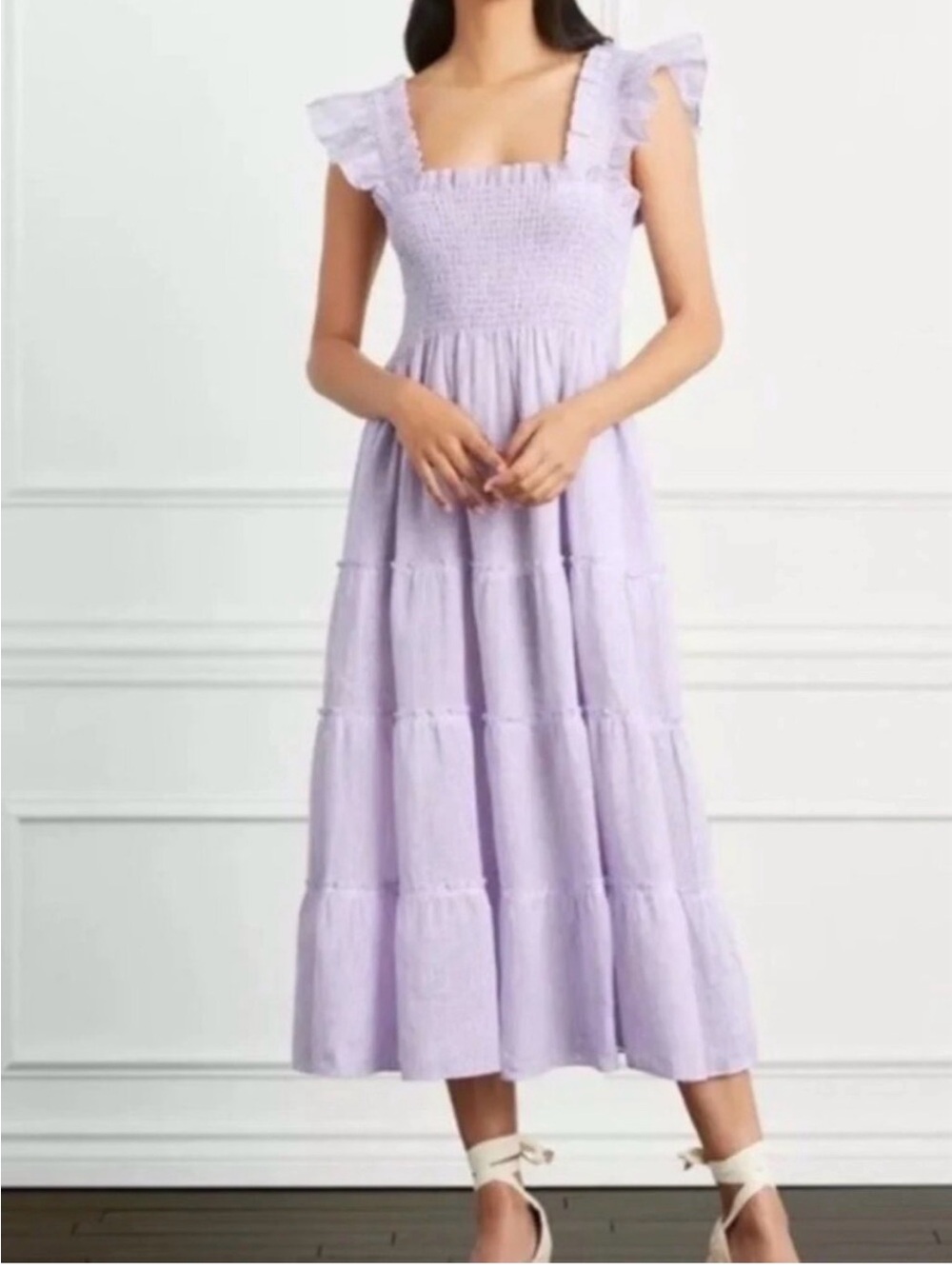 Hill House Ellie Nap Dress | Purple Linen Stripe | Medium